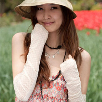 乐为手套春夏女士露指防晒开车手套L10FD304 米色