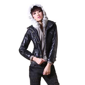 【珍子曼】 女装新款棉衣 毛线拼接假两件外套BJ152 绿色 L