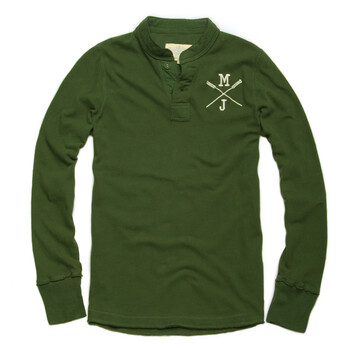 麻吉MATCH 男士纯棉微弹性立领长袖T恤 CT704 军绿色 XL
