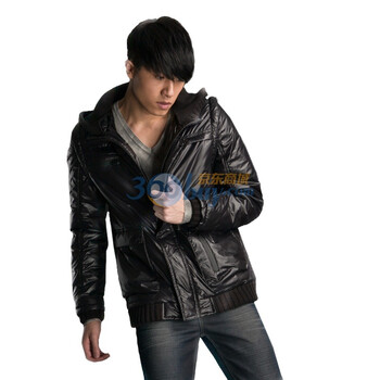 圣迪奥sdeerhe 男装 冬 个性拼接休闲连帽棉服1472377 黑色 XXL