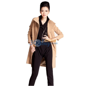 IAIZO 50%羊毛 毛呢大衣加厚 毛呢外套女11C40009 卡其色 XL