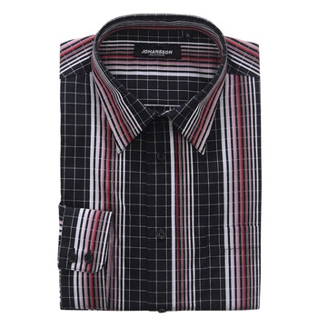 约翰逊JOHANSSON新款男士纯棉长袖衬衫J11SS1017-1 黑色 XL