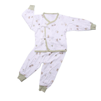 婴之谷2011秋季新品 双面提花小熊合同套（开闭裤）T5513 浅绿色 66码