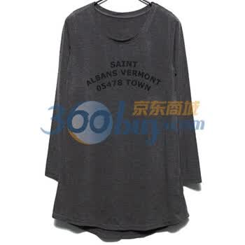 时尚起义 春韩国进口简单休闲字母印花T恤 女573731 灰黑色 one