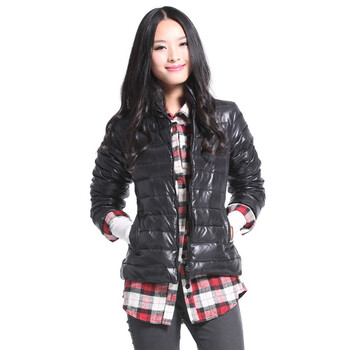 IVEEREE2011新款女装羽绒服纯色拉链立领收腰短款A0117 黑色 L