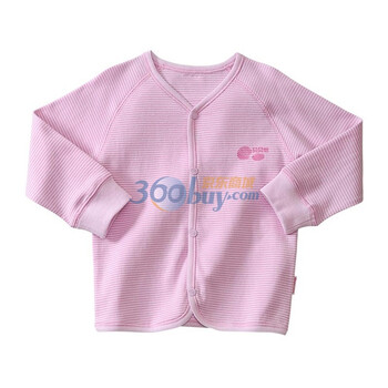 贝贝怡BB312 婴儿服装纯棉内衣/春衣前开扣上衣 淡粉 100码