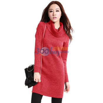 O.SA秋冬新品 连衣裙韩版气质修身长袖连衣裙子SL13108 红色 XL
