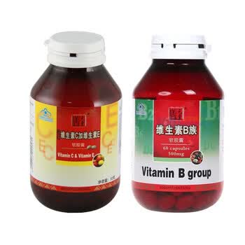 善元堂(维生素C加维生素E500mg/粒×100粒+维生素B族软胶囊(健)500mg×60粒/瓶) 抗氧化 抗衰老