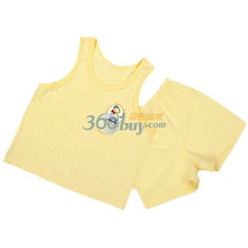 童泰F5160 宝宝服饰 12新款夏装竹纤维凉爽透气吊带背心短裤套装 婴儿童装内衣 黄色 80码