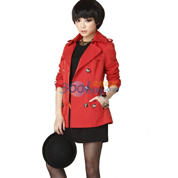 蒂蒂卡娜/TT.COLOR 2012 春季新款女装 简洁百搭 OL通勤款风衣 外套F26 红色 L