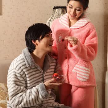 轩靓 秋冬款 <em>长毛</em>珊瑚绒 男款 <em>睡衣套装</em> 家居服