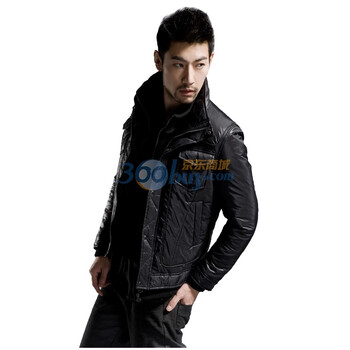 圣迪奥sdeerhe 男装 冬帅气拼接短款假两件棉服1472385 黑色 XXL