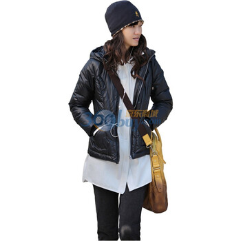艾米 AMII 秋冬新品 立领连帽修身羽绒服 11120563 黑色 L