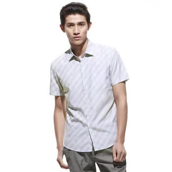 才子男装/TRIES 2012新品斜纹渐变不规则印花短袖衬衫 灰色 3XL
