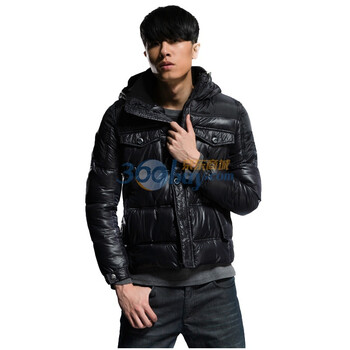 圣迪奥sdeerhe 男装 冬 硬朗拼接休闲连帽棉服1472375 黑色 XXL
