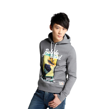 jackjones/杰克琼斯纯棉带帽套头针织卫衣I(花灰)|211102011106 195/112A/XXXL