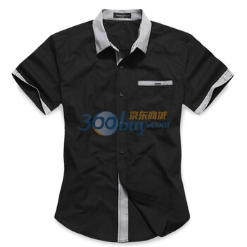 DEERE MARCHI迪尔马奇 2012新品 经典时尚纯棉 男士短袖衬衫 DMY86 黑色 XXXL