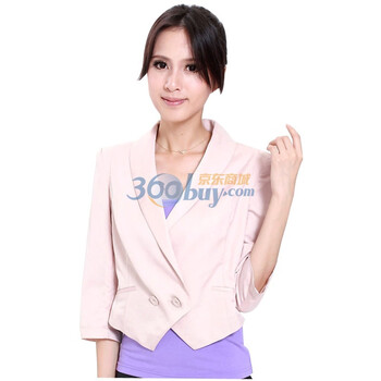 天恩 T.EN 女装 春季新品 斜纹弹力小便装 短裤小西装 时尚OL外套 0111B1902 粉米/76 L/40