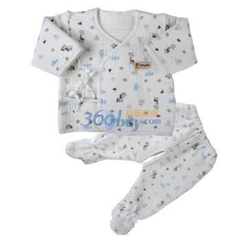 童泰 新款系带和服包脚保暖内衣套装 F1517 蓝色 66码