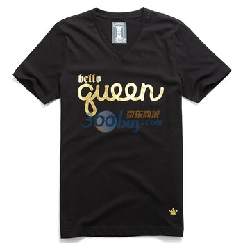 Giordano佐丹奴 T恤 男Hello queen 格子皇冠T恤 01091074 黑色 XL