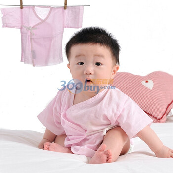 全棉时代（PurCotton） 宝宝服饰 蒸汽灭菌无刺激水洗全棉纱布婴儿服短款（粉色）