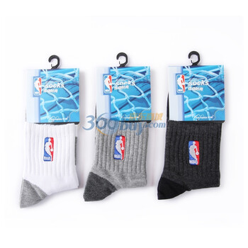 NBA精梳棉男士运动袜A196杂色3双装 尺码26-28cm 均码