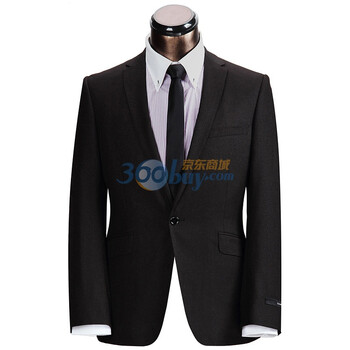 莱克斯顿laxdn 黑色条纹单扣修身西服套装 仿毛西装 03111533 银色 54