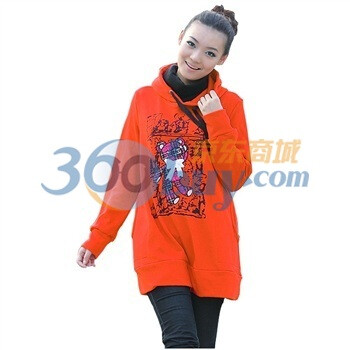 韩版孕妇装 春秋装新品 孕妇卫衣裙 休闲孕妇裙 上衣 外套 喜满A089 桔红色 M