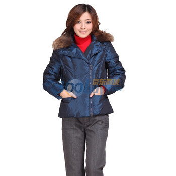 WSM威丝曼 侧拉链 毛领羽绒服 TD150018 深蓝色 XL