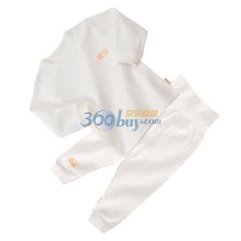 贝贝怡（bornbay）BB306-503 宝宝服 前开扣上衣 高腰护肚 婴儿童装内衣套装 米白 90码