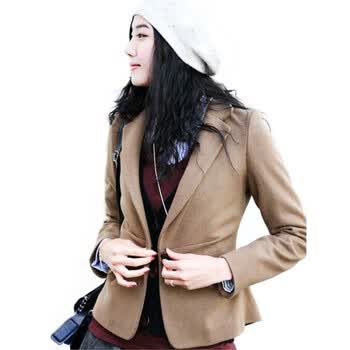 尚贵华秋季新品女装立体剪裁超型修身黑色长袖气质小西装 土灰色 L