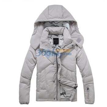 GLM男装2011冬装新品米灰可脱卸帽修身保暖羽绒服134021007 浅灰色 XL