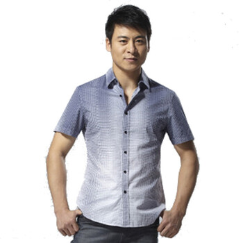 Hodo红豆衬衫 春夏新款男士全棉圆下摆商务格子衬衫短袖衬衣ECS2921 格子 185/100B