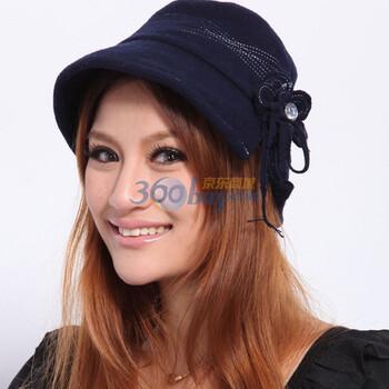 伊点饰品 ELENA DIVIES 热销 花瓣装饰淑女羊毛秋冬时装帽　帽子　087100056 蓝色 59cm