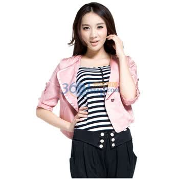 卓欧TOAIOU秋冬新女装休闲机车百搭潮外套C107007 浅粉红 XL