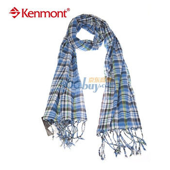 kenmont全棉格子围巾 秋季新品 紫/黑/蓝多色 男女通用KM-1863 蓝色