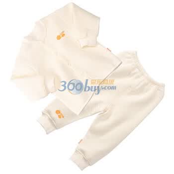 贝贝怡（bornbay） BB105-107 宝宝服 前开扣上衣两用裆裤保暖套装 米白 90码