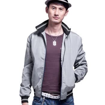 诠渡良品trenduality 男士薄款防风雨抗皱水洗休闲夹克#TD216 浅灰色 XXL
