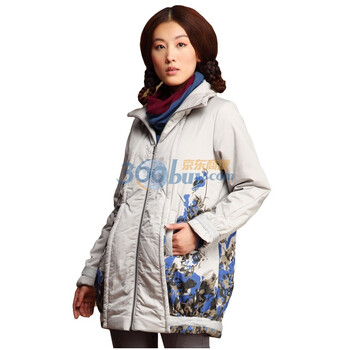Inman茵曼2011冬新款新款大门襟印花棉衣 JC20072 杏色 S