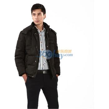 2011新款 冰洁羽绒服 男式都市休闲中长款 BG11127 黑色 190/104A(XXL)