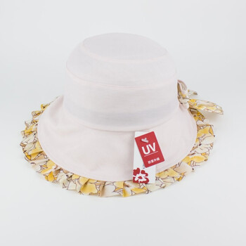 伊点饰品 ELENA DIVIES 新款 时尚简约蝴蝶结缀饰明黄碎花折边春夏时装小边帽 帽子 061400005 黄色 57cm