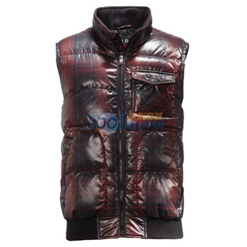 Giordano佐丹奴 羽绒服 男暖冬格子罗纹立领羽绒马甲（男友） 01071597 红色 L