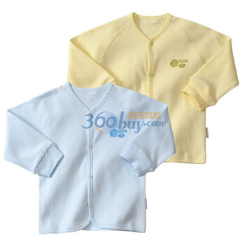 贝贝怡（bornbay） 2J306 宝宝服 前开扣内衣套装 婴儿童装内衣2件组合装 淡蓝和淡黄 100码