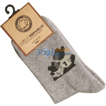 棉花共和国 Cotton RepubLic 可爱小熊 女士中筒袜 52193129 广州/浅灰 浅灰色 均码
