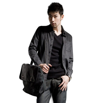 圣迪奥sdeerhe 男装 冬 休闲渐变色羊毛衬衫 灰1470520 灰色 XXL