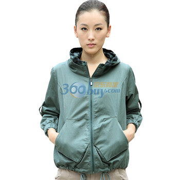 茵曼 INMAN 2011秋装新款纯棉连帽秋冬长袖短外套 JC3808 浅绿色 S