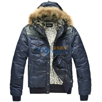 shopzoom新款高贵精致厚织防风面料时尚连帽棉衣[D3011] 蓝色 XL