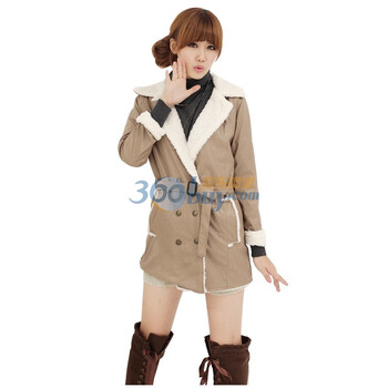 亿品 2011秋冬新款 系腰带修身大衣外套7597 灰色 均码