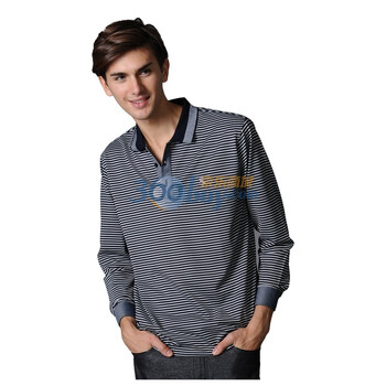 POLO VILLAE保罗威特男士休闲长袖polo衫 黑条909 52/XL