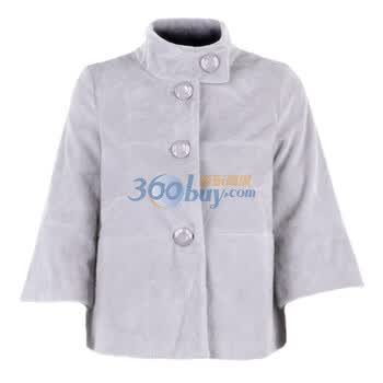 O.SA秋冬新品 仿水貂毛七分喇叭袖毛呢外套 SD13153 灰色 XL